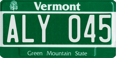 VT license plate ALY045