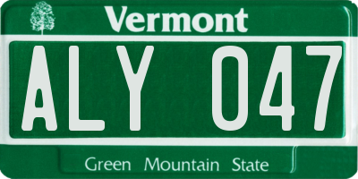 VT license plate ALY047
