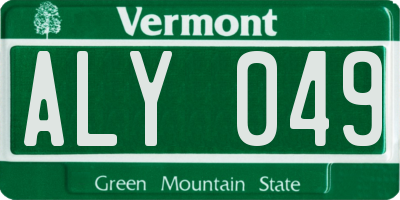 VT license plate ALY049