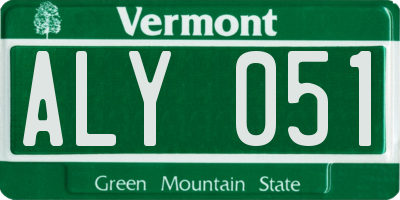 VT license plate ALY051