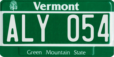 VT license plate ALY054