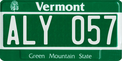 VT license plate ALY057