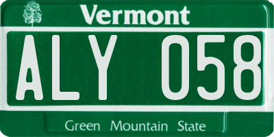 VT license plate ALY058