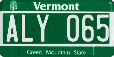 VT license plate ALY065