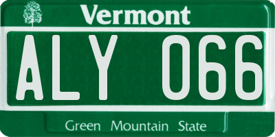 VT license plate ALY066