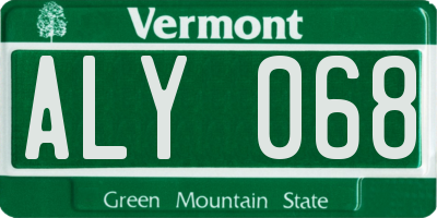 VT license plate ALY068