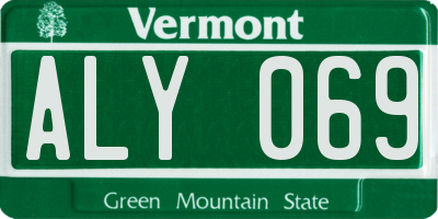 VT license plate ALY069