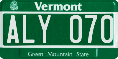 VT license plate ALY070