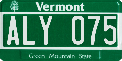 VT license plate ALY075