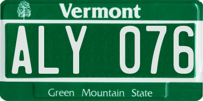 VT license plate ALY076