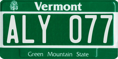 VT license plate ALY077