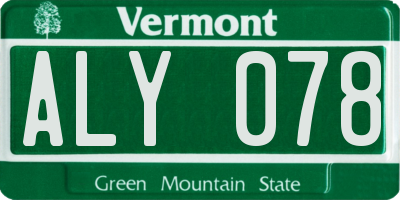 VT license plate ALY078