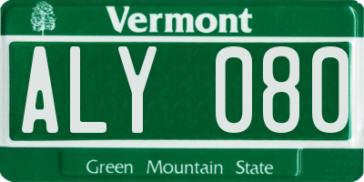 VT license plate ALY080