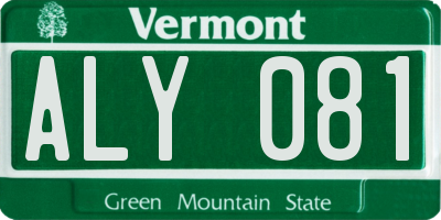VT license plate ALY081