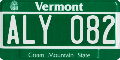 VT license plate ALY082