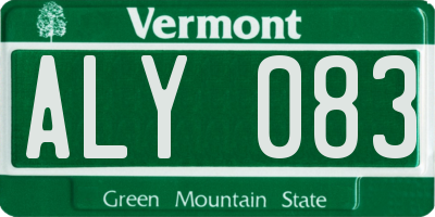 VT license plate ALY083
