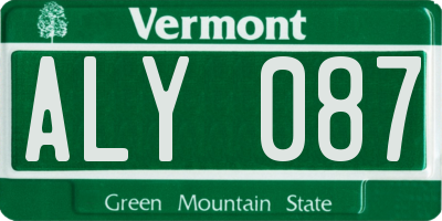 VT license plate ALY087