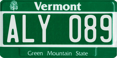 VT license plate ALY089