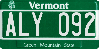 VT license plate ALY092