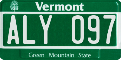 VT license plate ALY097