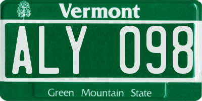 VT license plate ALY098