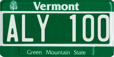 VT license plate ALY100