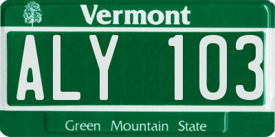 VT license plate ALY103