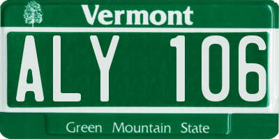 VT license plate ALY106