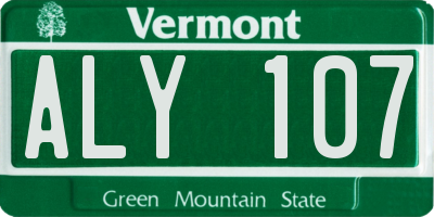 VT license plate ALY107