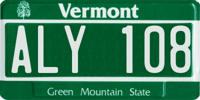 VT license plate ALY108
