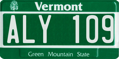 VT license plate ALY109