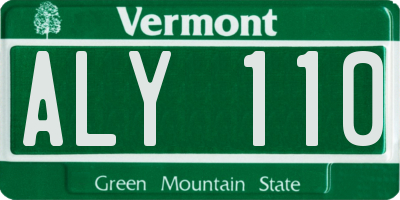 VT license plate ALY110