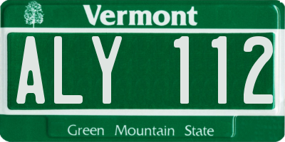 VT license plate ALY112