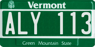 VT license plate ALY113