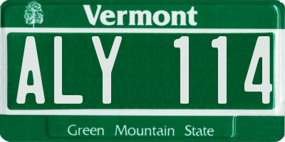 VT license plate ALY114