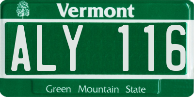 VT license plate ALY116