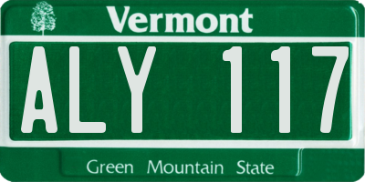VT license plate ALY117