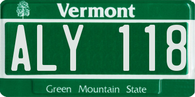 VT license plate ALY118