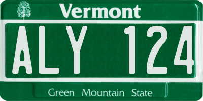 VT license plate ALY124