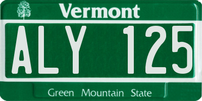 VT license plate ALY125
