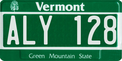 VT license plate ALY128