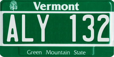 VT license plate ALY132