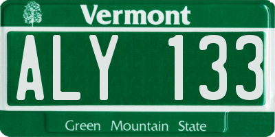 VT license plate ALY133