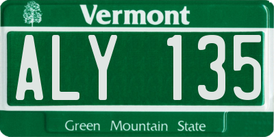 VT license plate ALY135