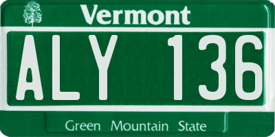 VT license plate ALY136