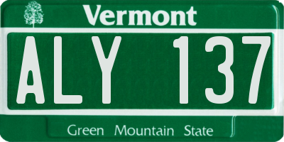 VT license plate ALY137
