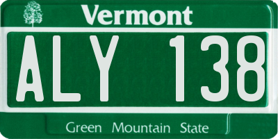VT license plate ALY138