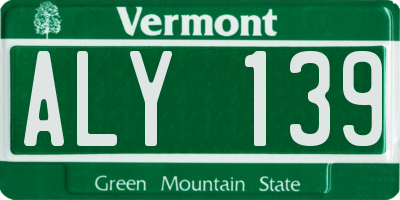 VT license plate ALY139