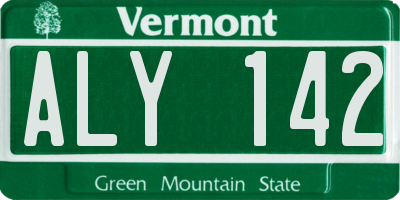 VT license plate ALY142