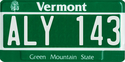 VT license plate ALY143